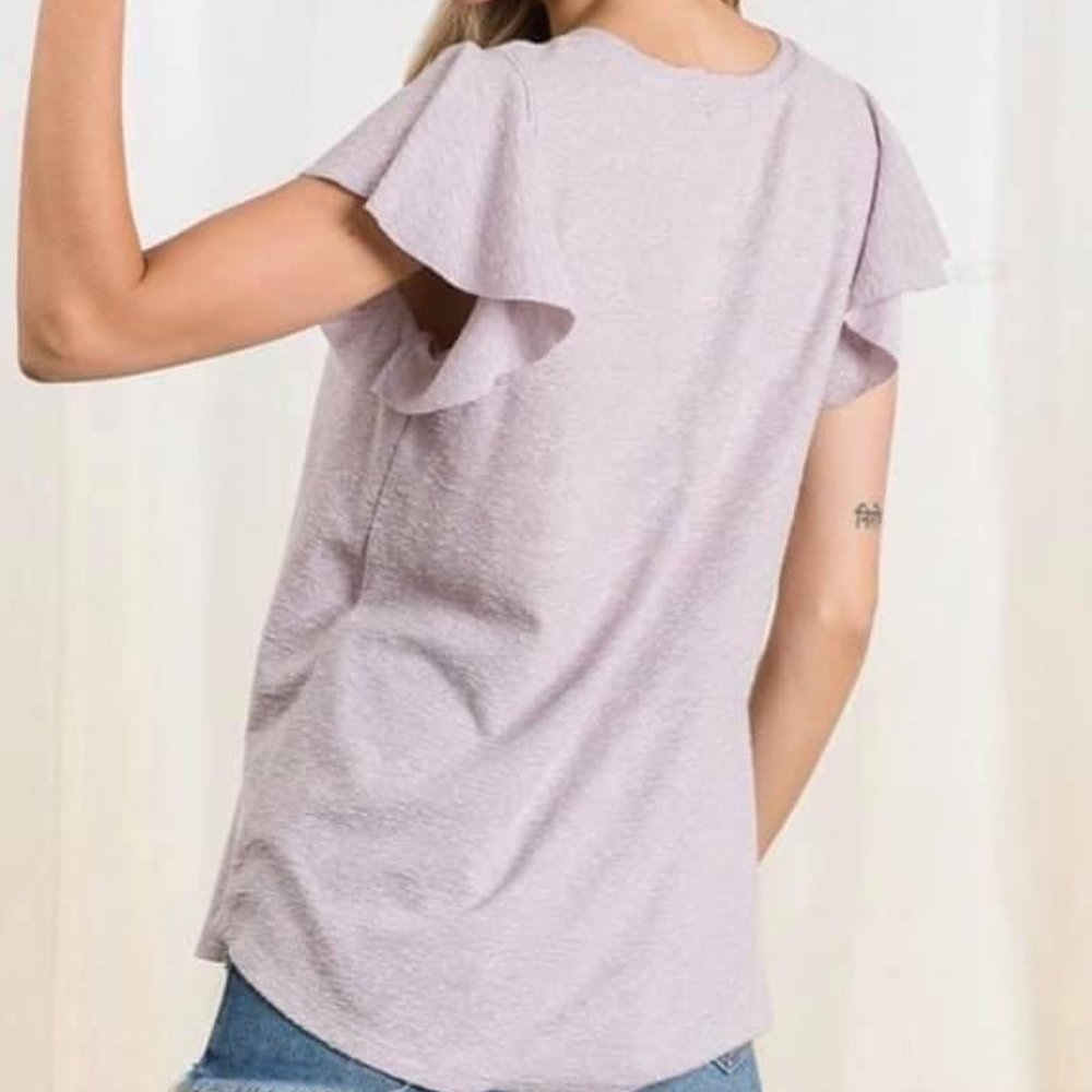 Lavender Ruffle Sleeve Top - Picture 2 of 4